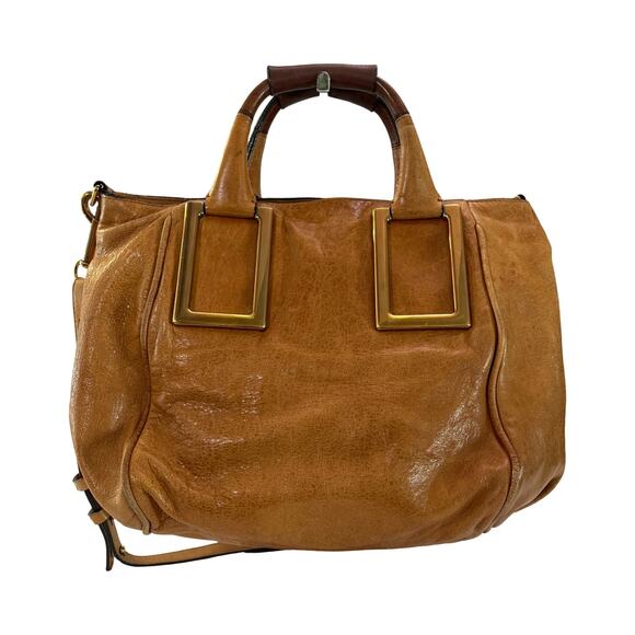 Chloé Ethel Medium Tote in Cognac Leather Gold Hardware Two Way Crossbody Strap - Picture 4 of 13